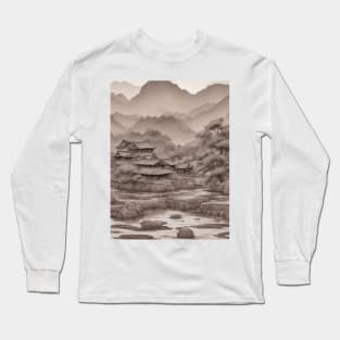 chinese town painting Long Sleeve T-Shirt